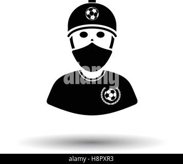 Fußball-Fan mit überdachten Fläche von Schal-Symbol. Weißen Hintergrund mit Schatten Design. Vektor-Illustration. Stock Vektor