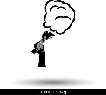 Fußball Fans Hand Holding verbrannt Flayer mit Rauch-Symbol. Weißen Hintergrund mit Schatten Design. Vektor-Illustration. Stock Vektor