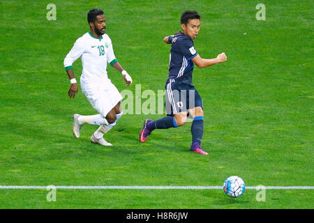 Saitama, Japan. 15. November 2016. Yuto Nagatomo (JPN) Fußball: FIFA World Cup Russland 2018 asiatischen Qualifier Final Runde Gruppe B match zwischen Japan 2-1 Saudi Arabien im Saitama Stadium 2002 in Saitama, Japan. © Sho Tamura/AFLO SPORT/Alamy Live-Nachrichten Stockfoto