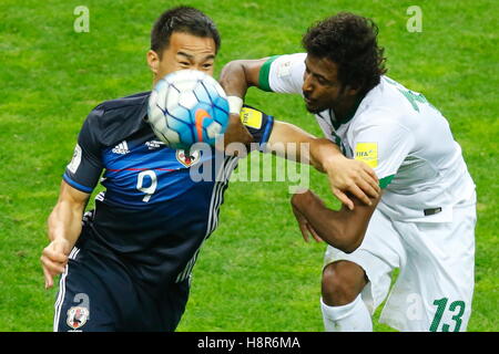 Saitama, Japan. 15. November 2016. Shinji Okazaki (JPN) Fußball: FIFA World Cup Russland 2018 asiatischen Qualifier Final Runde Gruppe B match zwischen Japan 2-1 Saudi Arabien im Saitama Stadium 2002 in Saitama, Japan. © Sho Tamura/AFLO SPORT/Alamy Live-Nachrichten Stockfoto