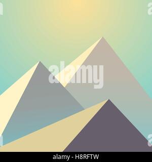 Sommer Landschaft vor dem Hintergrund der Pyramiden. Vektor-Illustration der ägyptischen Pyramiden Stock Vektor