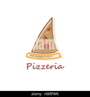 Vektor-Illustration der Logo-Pizzeria in der Form Stück Pizza. Design für Logo pizzeria Stock Vektor