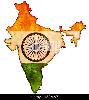 einige alte Vintage Karte mit Flagge Indiens Stockfoto