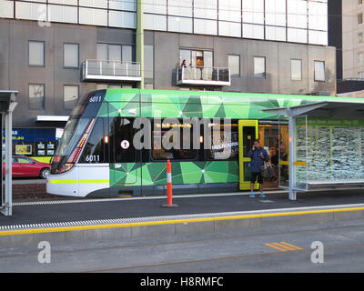 Außenansicht des neuen E-Klasse-Straßenbahnen in Melbourne, Australien Stockfoto