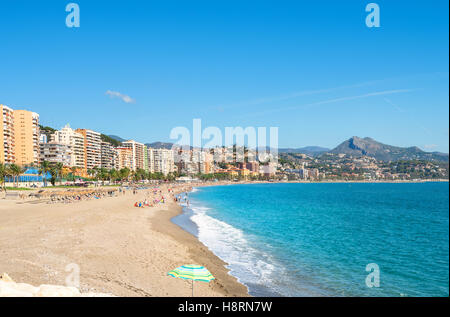 Der Strand Malagueta in Malaga. Andalusien, Spanien Stockfoto