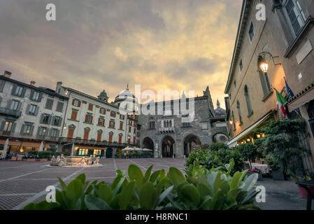 Piazza Vecchia in Bergamo. Italien Stockfoto