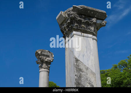 Korinthische Säulen in der alten Stadt von Philippi, Griechenland, Europa Stockfoto