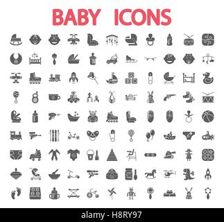 Symbole für Babys. Flache Vektor im Zusammenhang mit Icon-Set für Web und mobile Anwendungen. Es ist einsetzbar als - Logo, Symbol, Piktogramm, Infogra Stock Vektor