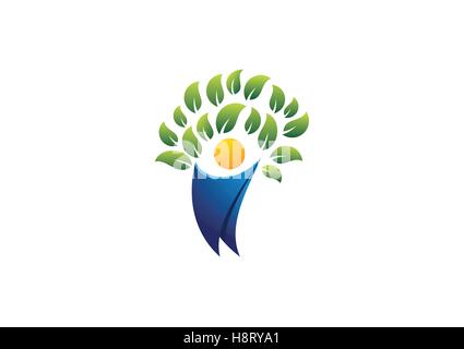 Leute Gesundheit Baum Logo, Baum Menschen Wellness Konzept Symbol Symbol Vektor-design Stock Vektor