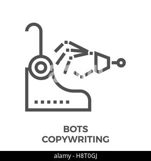 Bots Copywriting dünne Linie Vektor Icon Isolated on White Background. Stock Vektor