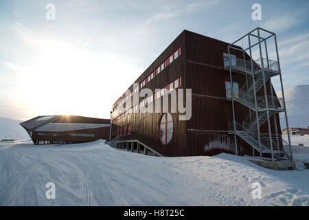 Universität von Svalbard, UNIS, der Wold nördlichsten Universität in Longyearbyen, Norwegen. UNIS, die nördlichste Universität der Welt, Svalbard Stockfoto