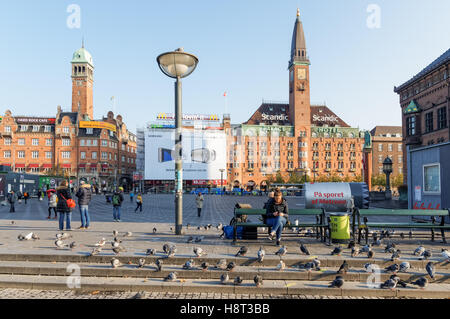 Der Rathausplatz in Kopenhagen, Dänemark Stockfoto