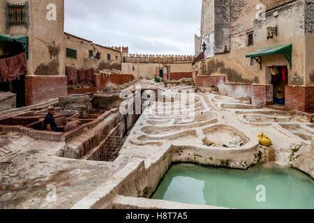 Die Gerberei In Tetouan der Medina, Tetouan, Marokko Stockfoto