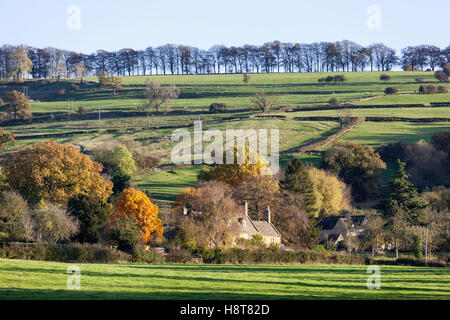 Herbst in den Cotswolds - The Cotswolds Dorf von Holz Stanway, Gloucestershire UK Stockfoto