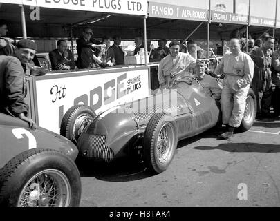 1950 BRITISCHER GP FANGIO FARINA REG PARNELL GESTELLT Stockfoto