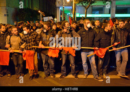 Linke Demonstranten Demonstration gegen den Besuch von US-Präsident Barack Obama, in Athen, Griechenland Stockfoto