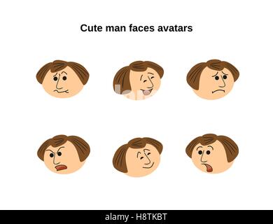 Netten Mann Gesichter Stock Vektor