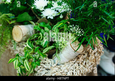 Bestandteil einer Hochzeit Einrichtung im rustikalen Stil Stockfoto