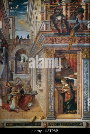 Carlo Crivelli (1435-1495) der Verkündigung mit Saint Emidius 1486 Stockfoto