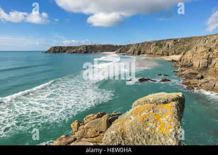 Porthcurno Strand, Cornwall, England Stockfoto