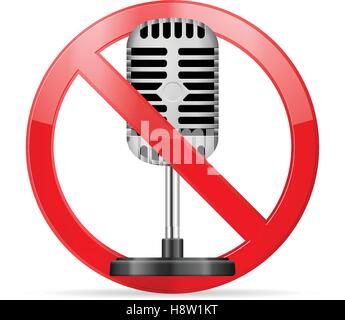 Verbot Mikrofonsymbol auf weißem Hintergrund. Stock Vektor