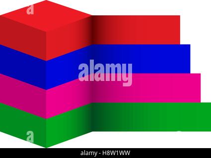Cube Infografiken Optionen Banner-Vorlagen, Charts, Diagramme, Text-Formatierung. Vier-Stufen-Design. Vektor-illustration Stock Vektor