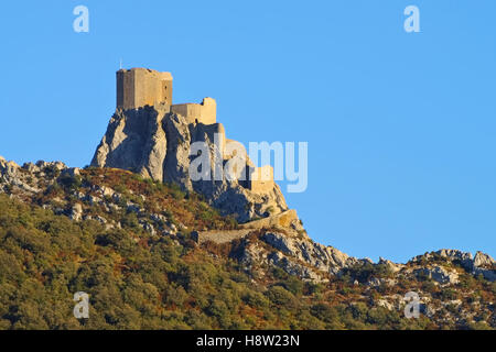 Burg Queribus Im Süden Frankreichs - Cathare Burg Queribus in Südfrankreich Stockfoto