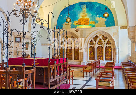 Das Gebet Hall von Yochanan Ben Zakai Synagoge, einer der vier sephardische Synagogen Komplex Stockfoto