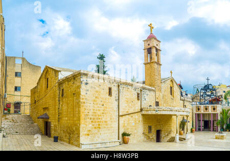 Die Kirche wurde an der Stelle gebaut wo Erzengel St. Gabriel der Jungfrau Maria, Nazareth, Israel angekündigt. Stockfoto