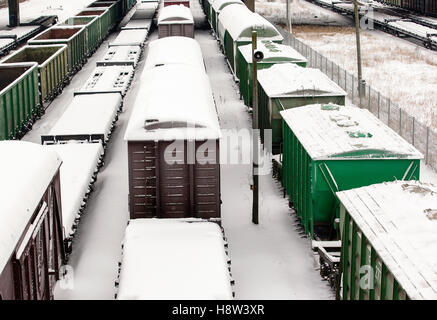 Güterzüge im winter Stockfoto