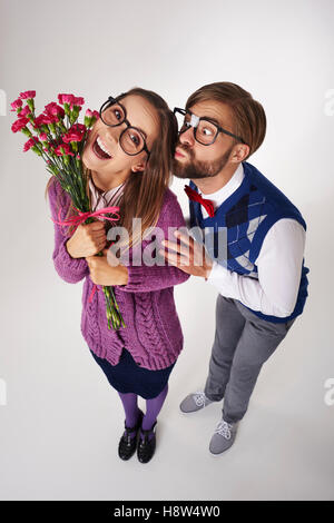 Junge Dame mit schönen Blumenstrauß Stockfoto