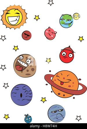 Toll entwickelt, Satz von Planeten, die in verschiedenen Vorlagen verwendet werden können Stock Vektor