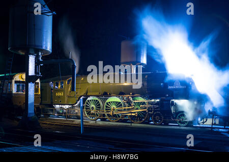 Neubau, 2008, LNER Peppercorn Klasse A1 Dampf Lokomotive 60163 Tornado in Ruhe in der Nacht über die Grube bei Bewdley auf der SVR Stockfoto