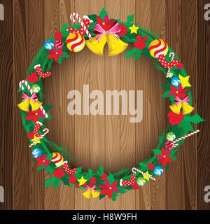 Frohes neues Jahr, Adventskranz, Weihnachten, Weihnachtsbaum, Vektor, Jahr, Illustration, Dekoration, Urlaub, Weihnachten, neue, Winter Stock Vektor