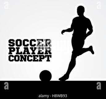 Eine stilisierte Darstellung der ein Fußballspieler in der Silhouette mit dem Ball laufen Stockfoto