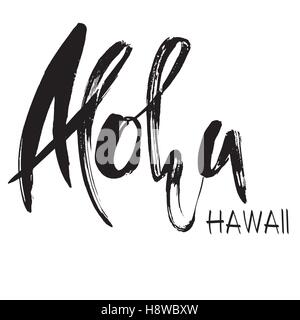 Konzeptionelle Hand gezeichnete Satz Aloha. Design für Poster, T-shirts, Karten, Einladungen, Aufkleber, Banner, Werbung-Schriftzug. Vektor. Stock Vektor