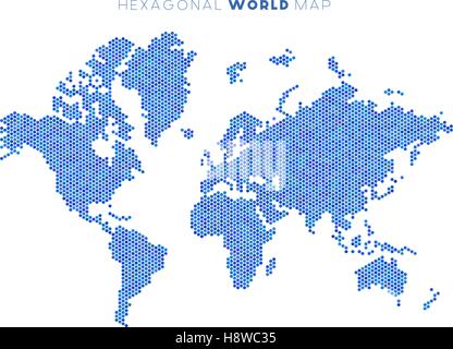 Hexagonale Welt Vektorkarte Stock Vektor