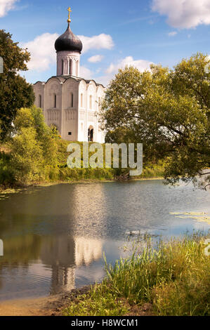 Kirche der Fürbitte auf der Nerl. Bogoljubowo, Vladimir Region, goldenen Ring Russlands Stockfoto