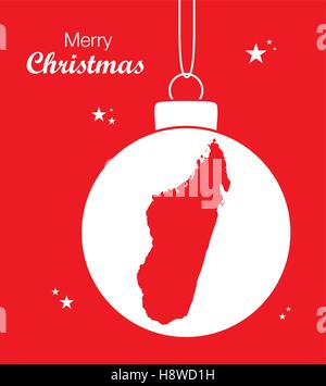 Frohe Weihnachten Abbildung Thema mit Karte von Madagaskar Stock Vektor