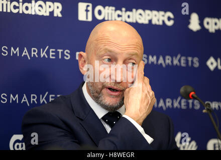 Queens Park Rangers Manager Ian Holloway während der Pressekonferenz am Loftus Road, London. Stockfoto