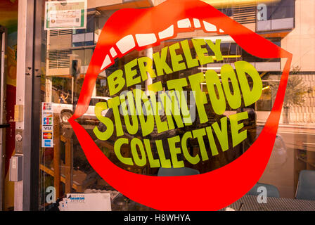 Berkeley, CA, USA, University of California, Berkeley Student Food Collective, Detail, Schaufensterfenster vorne, Unterschrift Non-Profit, Stockfoto