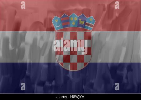 Kroatien-bemalt / gezeichnete Vektor-Flagge. Vektor-Datei enthält Flagge und Textur-Layer. Stock Vektor