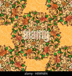 Frühling Blumen Blumenstrauß für Vintage-Karte. Vektor-Illustration auf gelbem Hintergrund Stock Vektor