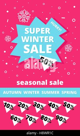 Super Winter Sale Banner. Beeilen Sie sich eines Tages Angebot, Sonderangebot, big Verkauf Abstand. Editierbare helles Lager Vektor-Illustration. PIN Stock Vektor