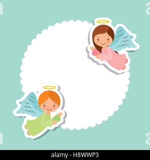 niedlichen Cartoon Engel Karte über weißen und grünen Hintergrund. farbenfrohes Design. Vektor-illustration Stock Vektor