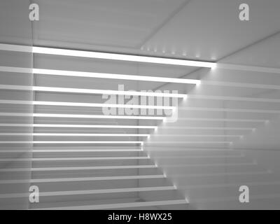 Abstrakte leeren Innenraum Hintergrund mit leuchtenden dekorative Leuchten linear, zeitgenössische minimal Freiraum Design-Vorlage, 3d il Stockfoto