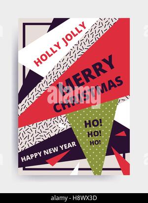 Frohe Weihnachten Neujahr Design, auffällige Banner Vorlage. Leuchtend bunte Vektor-Illustrationen für Grußkarten, Poster, Stock Vektor