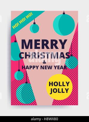 Frohe Weihnachten Neujahr Design, auffällige Banner Vorlage. Leuchtend bunte Vektor-Illustrationen für Grußkarten, Poster, Stock Vektor