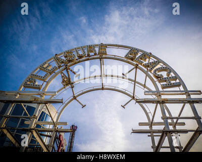 Pleasure Beach Zeichen, Blackpool, Lancashire, UK. Stockfoto