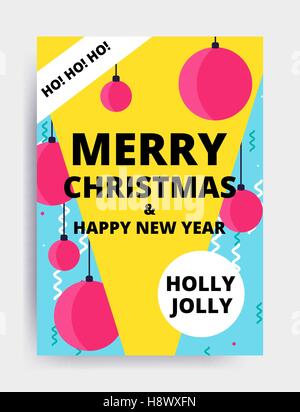 Frohe Weihnachten Neujahr Design, auffällige Banner Vorlage. Leuchtend bunte Vektor-Illustrationen für Grußkarten, Poster, Stock Vektor